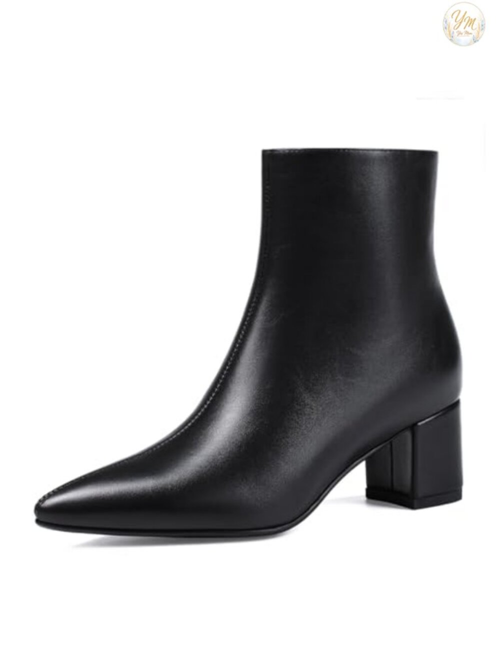 Women's Pointed Toe Ankle Booties Chunky Block Low Heel PU Leather